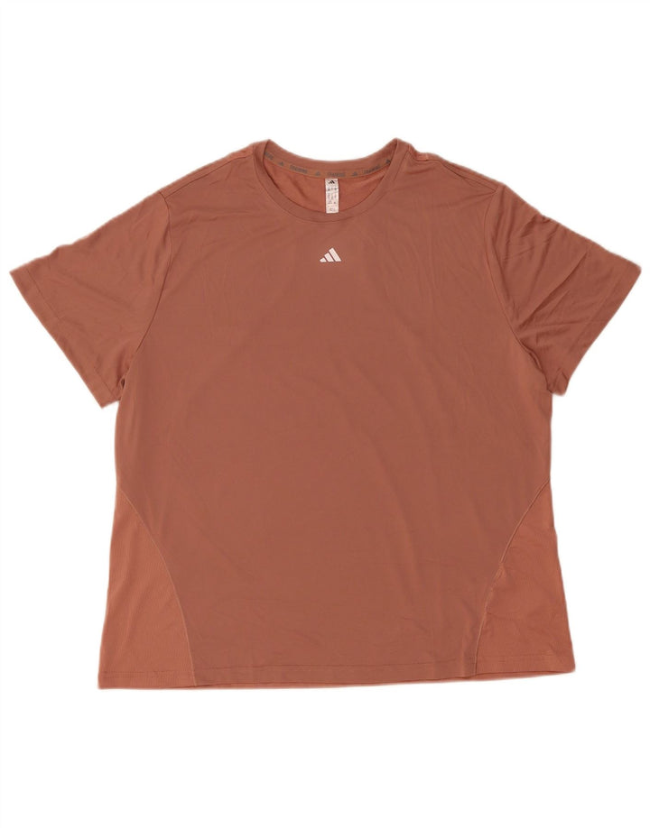 Adidas Dame T-Shirt Top UK 20/22 XL Brun Polyester