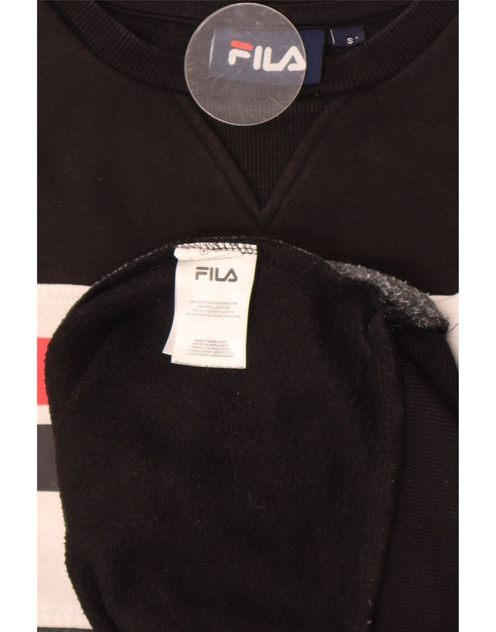 Fila Herre Grafisk Sweatshirt Jumper Lille Sort Colourblock Bomuld