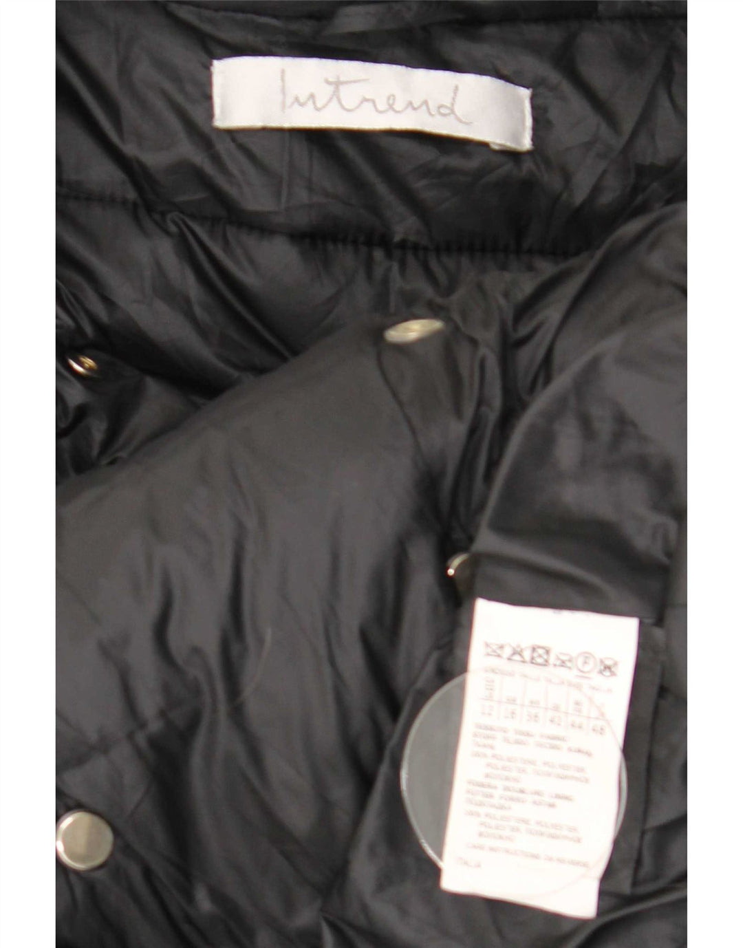 Intrend dobbeltradet polstret frakke til kvinder UK 16 Large Black Polyester