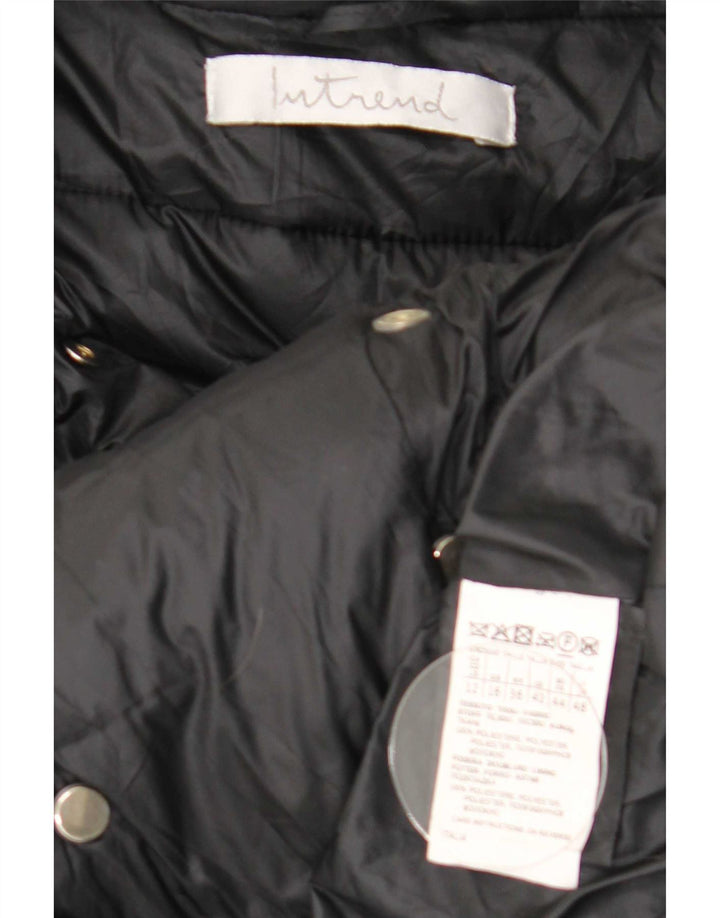 Intrend dobbeltradet polstret frakke til kvinder UK 16 Large Black Polyester