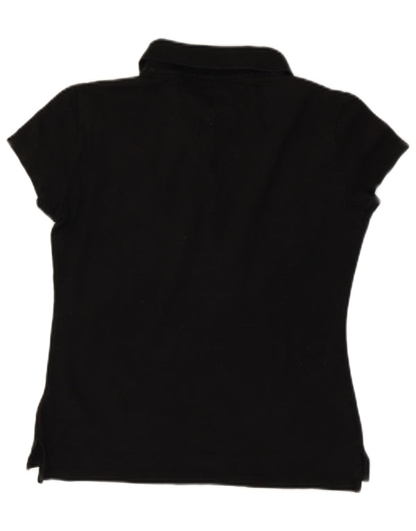 Tommy Hilfiger Dame Slim Fit Polo Shirt UK 14 Stor Sort Bomuld