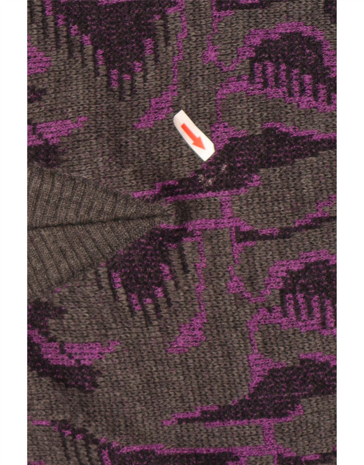 Rasica Dame abstrakt mønster V-hals sweater UK 16 stor grå