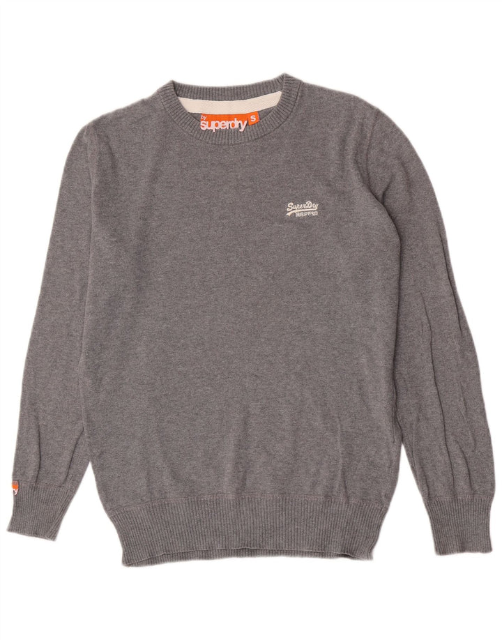 Superdry Herre Boat Neck Sweater Små grå Flecked Bomuld