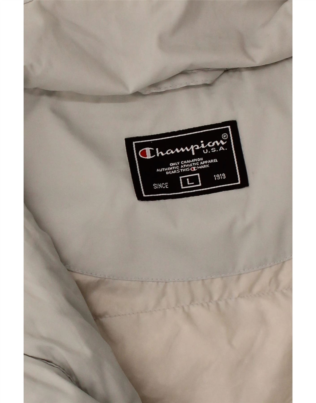 CHAMPION Mens Padded Gilet UK 40 Large Grey Polyester Vintage Champion and Second-Hand Champion from Messina Hembry 