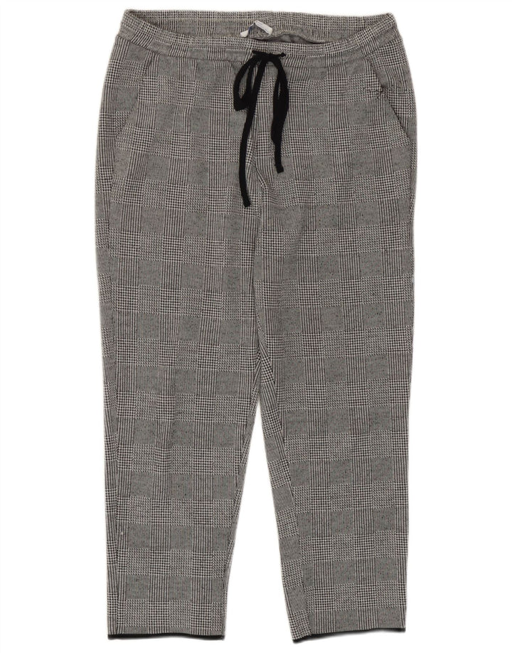 Zara Womens Crop træningsdragt Bukser UK 12 Medium Grey Houndstooth