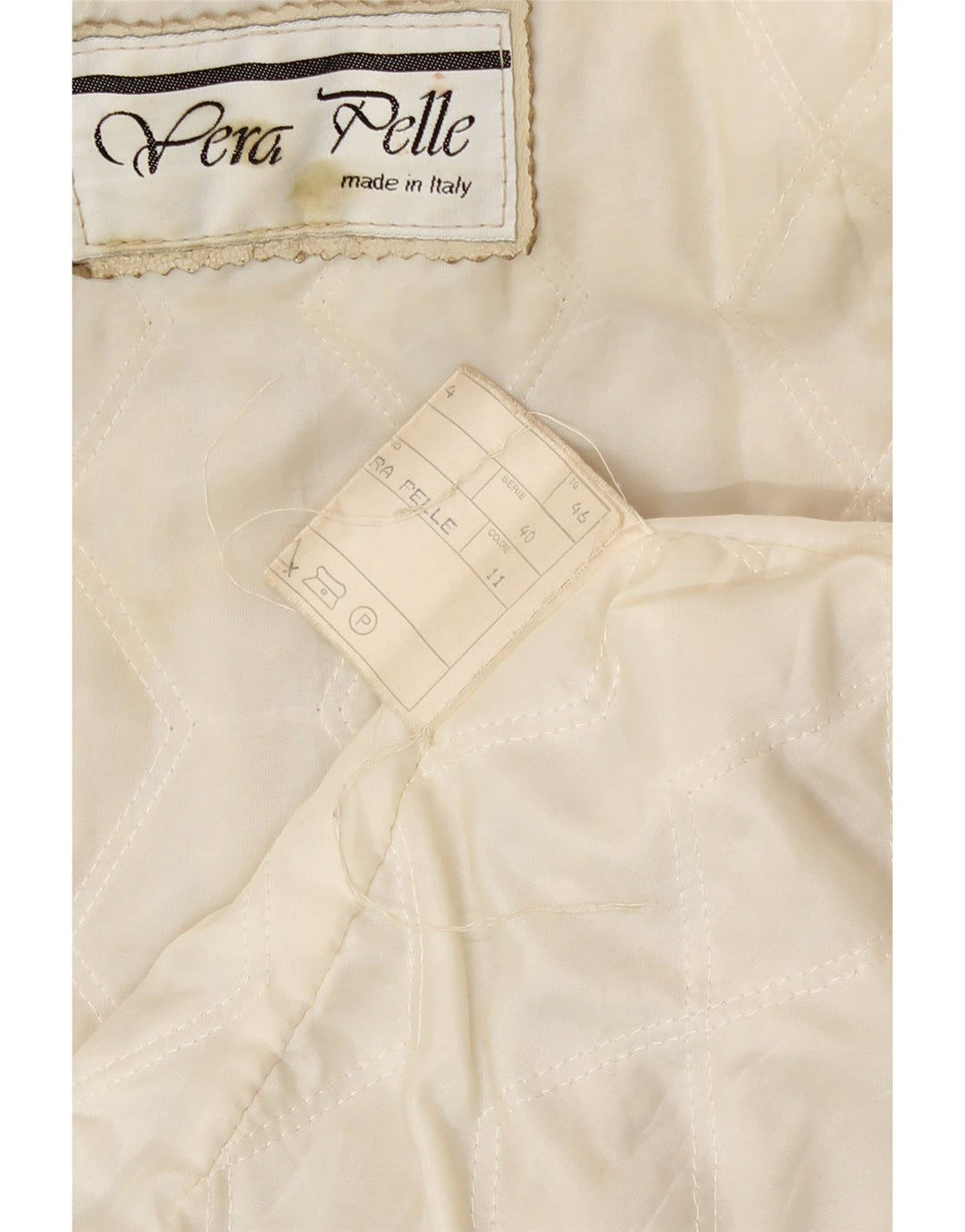 Vintage læderjakke med hætte til kvinder IT 46 Stort beige læder