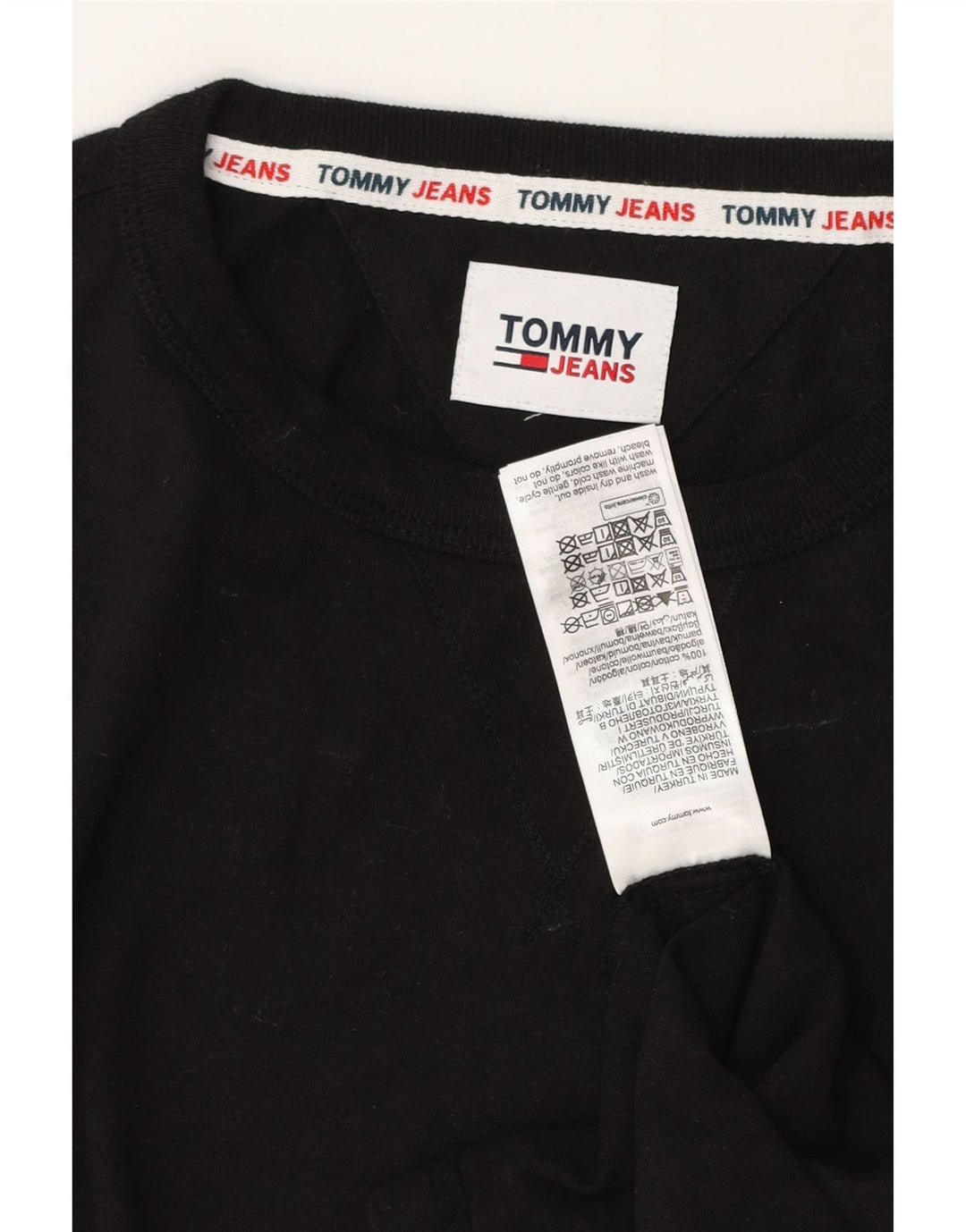 Tommy Hilfiger Herre T-Shirt Top Medium Sort Bomuld