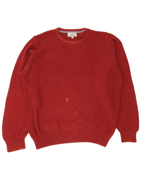 Marks & Spencer herre skræddersyet pasform med rund hals sweater Medium Burgundy
