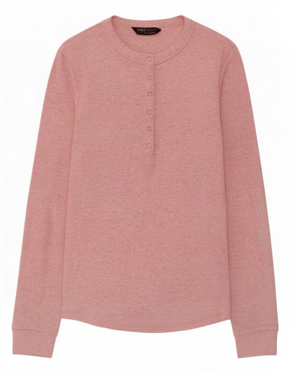 Marks & Spencer Dametop Langærmet UK 8 Small Pink Flecked Polyester