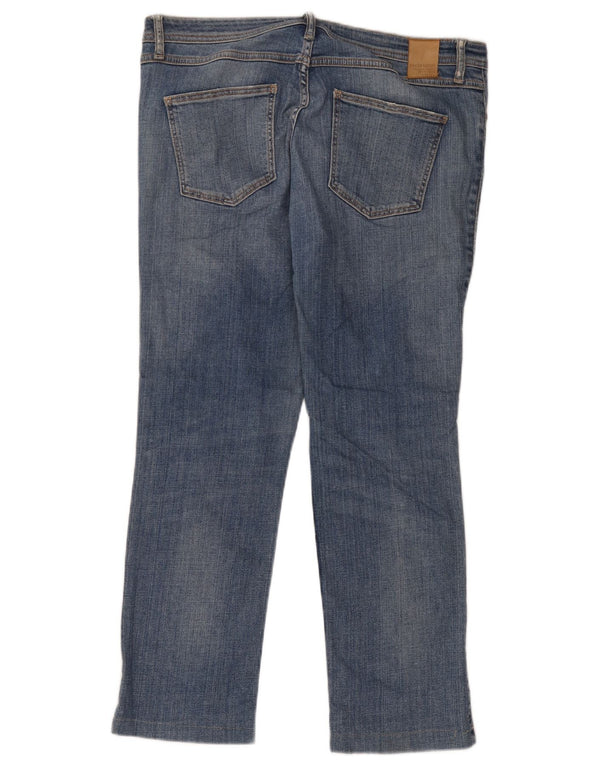 Zara Dame Distressed Straight Jeans EU 42 Large W32 L26 Blå