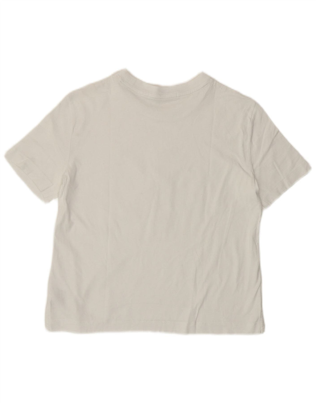 Calvin Klein Dame Crop Grafisk T-Shirt Top UK 8 Small Off White Logo