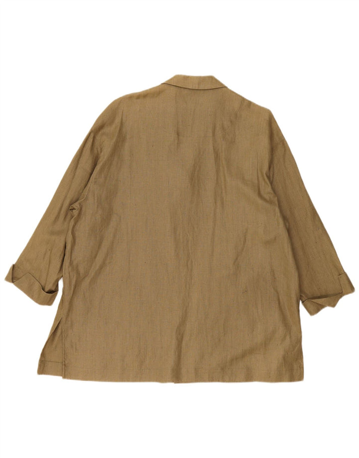 Marc Aurel Dame Oversized 4 Button Blazer Jacket UK 14 Medium Khaki Linen