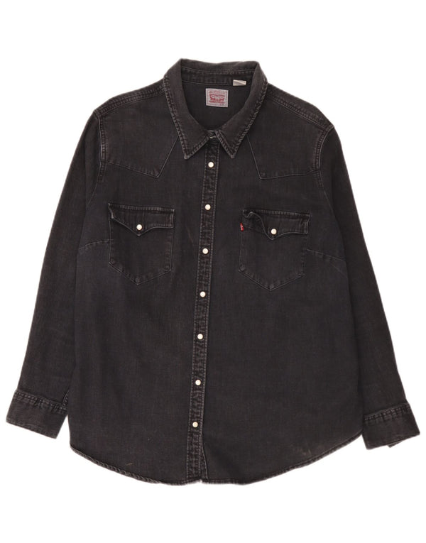 Levi's Dame Denim Shirt UK 20 2XL Sort Bomuld