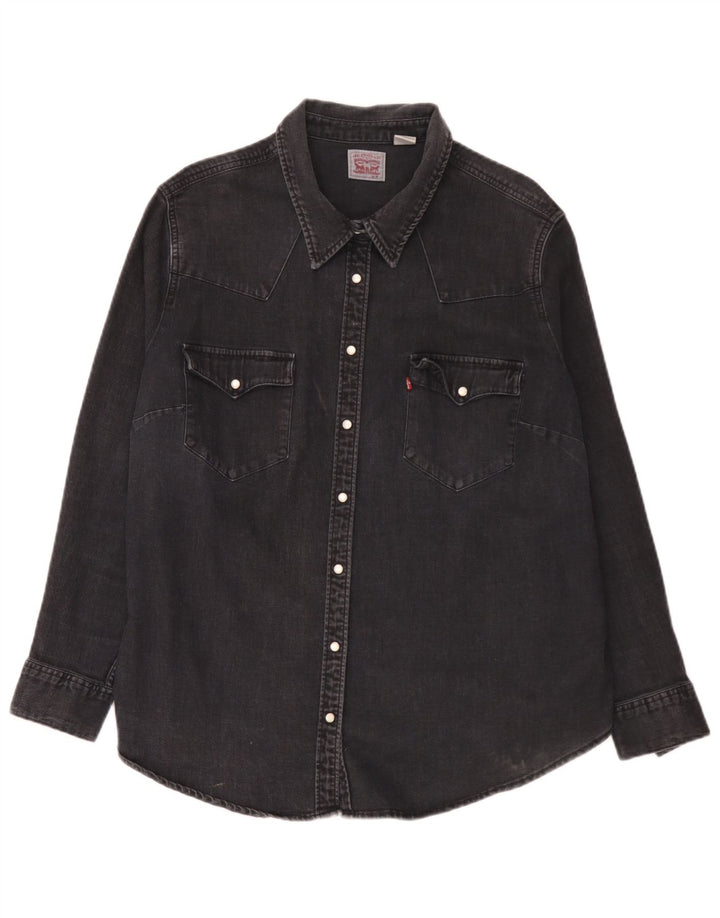 Levi's Dame Denim Shirt UK 20 2XL Sort Bomuld