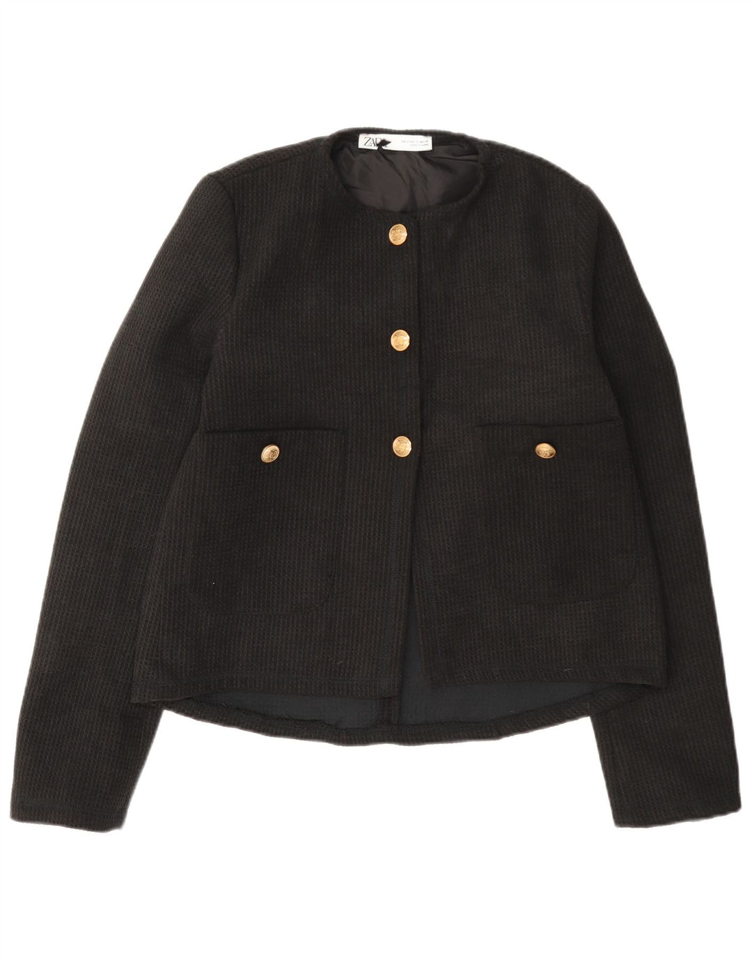 Zara Dame 3 Button Blazer Jacket UK 10 Small Black
