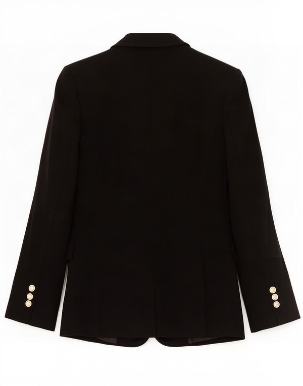 Zara Dame 2 Button Blazer Jacket UK 6 XS Sort Polyester