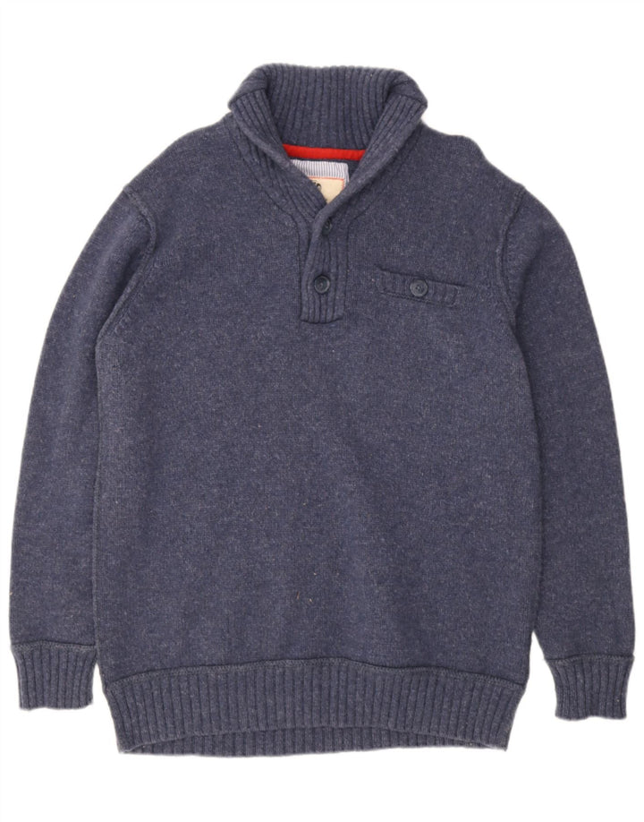 Fat Face Herre Shawl Neck Jumper Sweater 2XL Marineblå Lammeuld