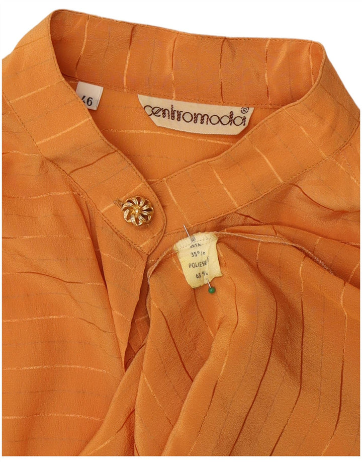 Vintage dameskjorte bluse IT 46 stor orange stribet polyester