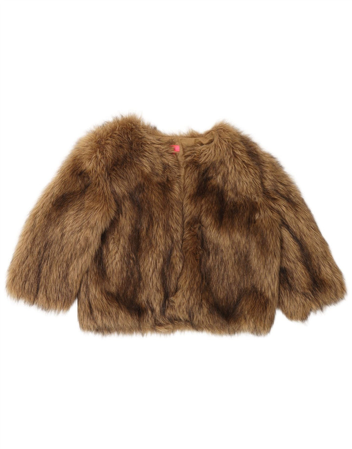 MONSOON Dame 3/4 ærmet imiteret pels Bolero jakke UK 12 Medium Beige