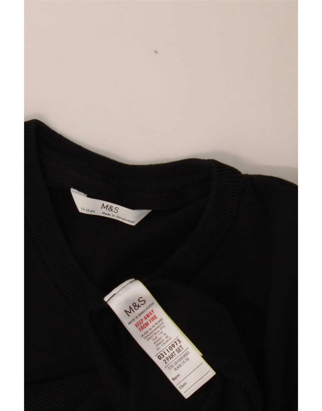 Marks & Spencer Boys V-hals sweater 15-16 år Sort bomuld