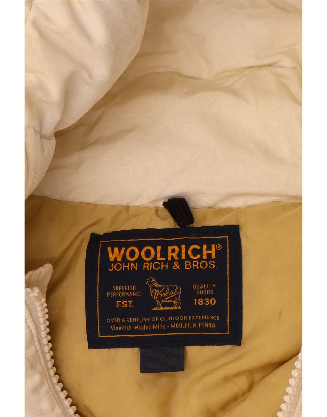 Woolrich Herre hættepolstret jakke UK 40 Large Off White Bomuld