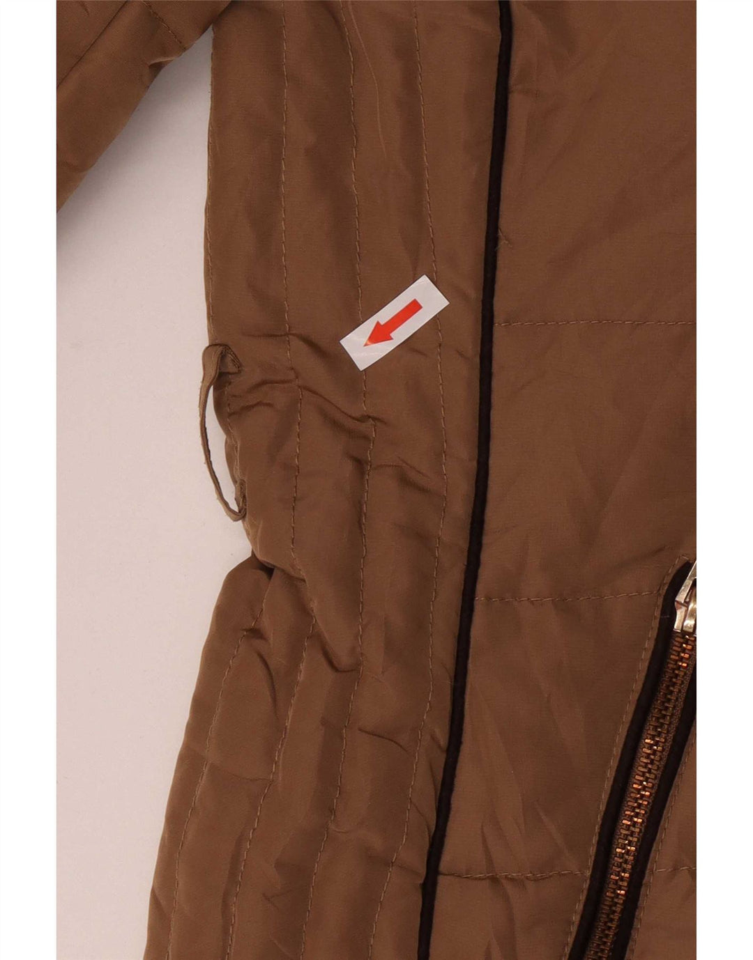 Zara Polstret hættejakke til kvinder UK 14 Medium Beige Polyester