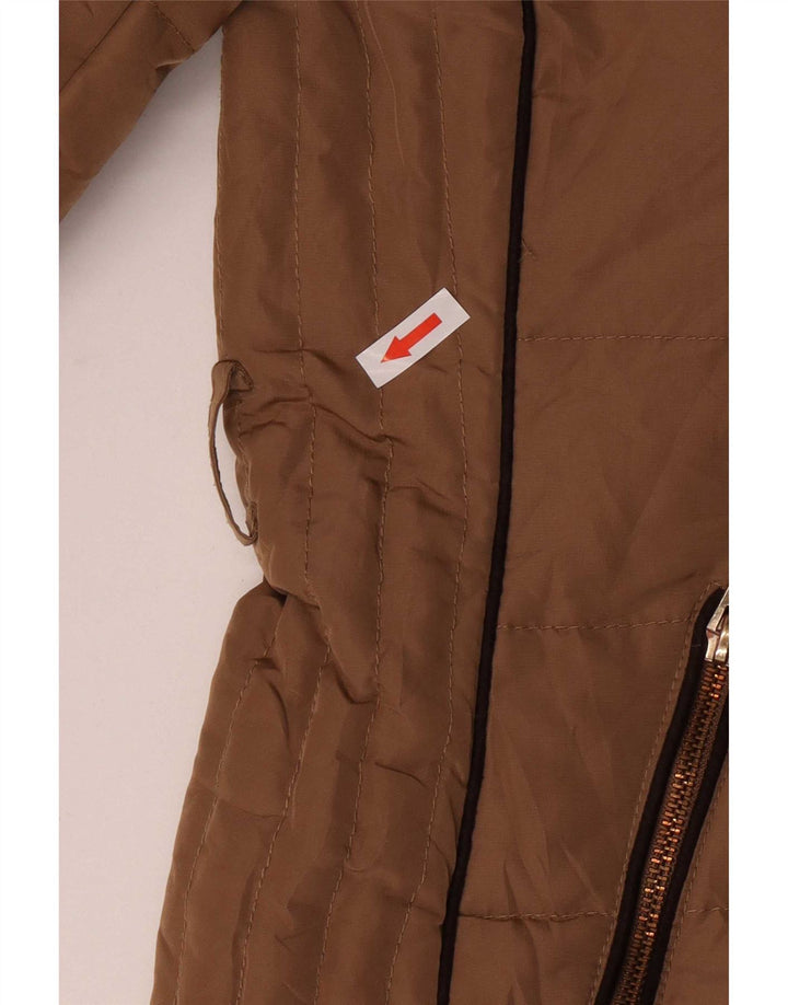 Zara Polstret hættejakke til kvinder UK 14 Medium Beige Polyester