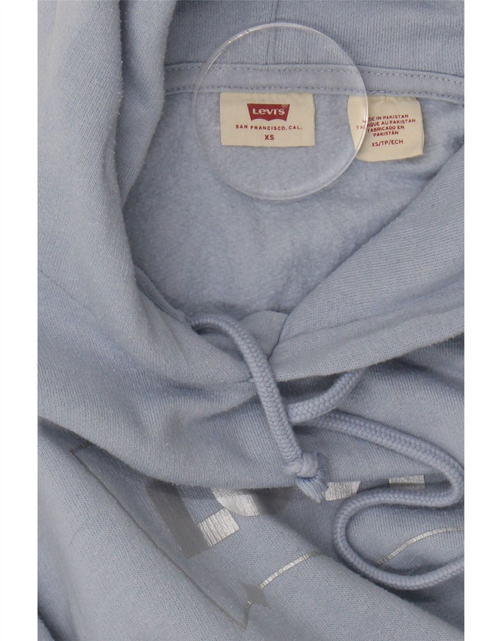 LEVI'S Womens Oversized Graphic Hoodie Jumper UK 6 XS Blue Vintage Levi's and Second-Hand Levi's from Messina Hembry 