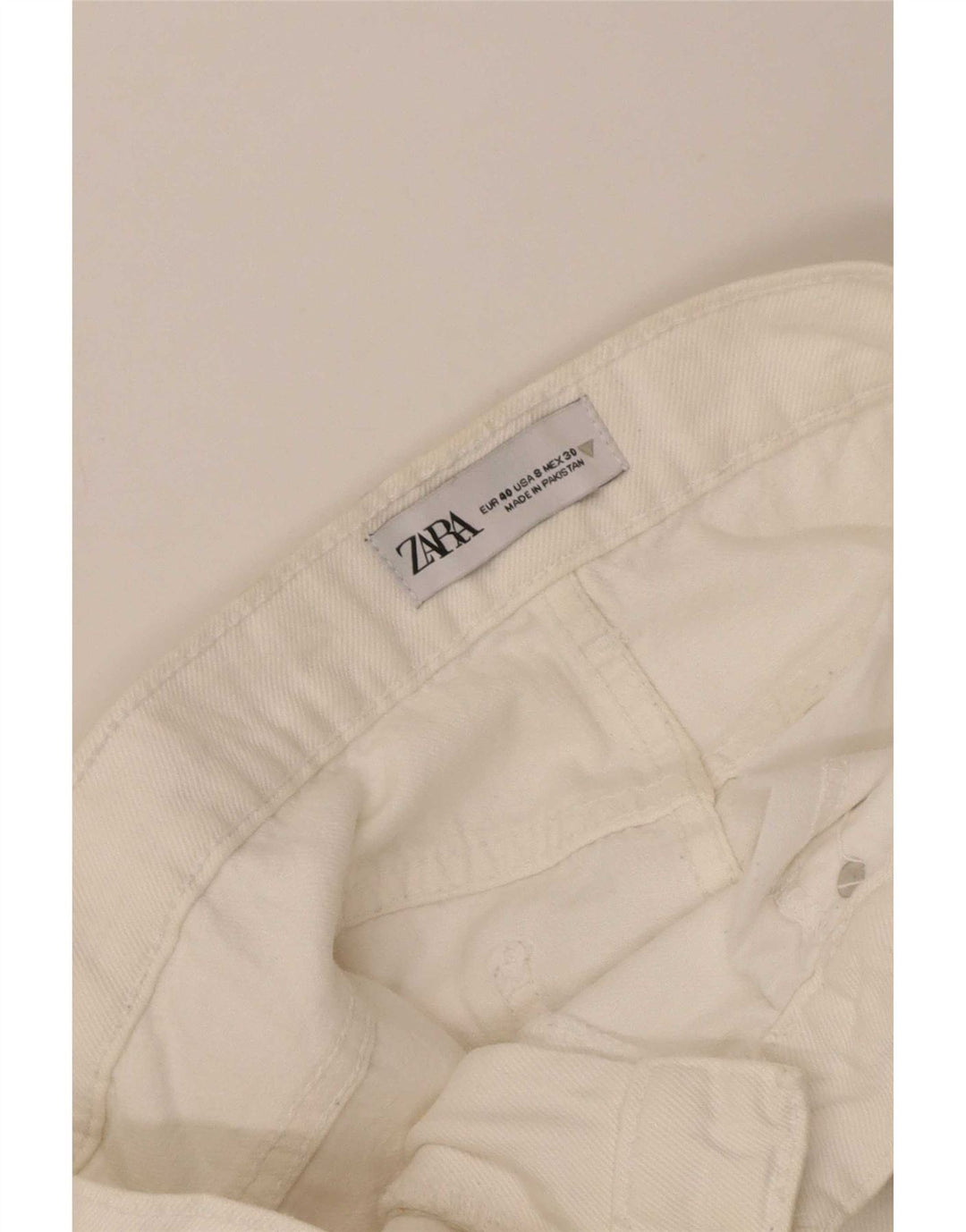 Zara Dame Jeans med brede ben EU 40 Medium W30 L32 Hvid