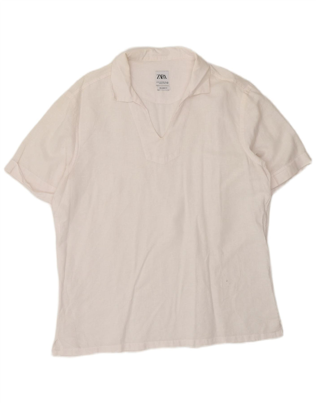 Zara Kvinders Kortærmet Relaxed Fit Shirt UK 14 Medium White