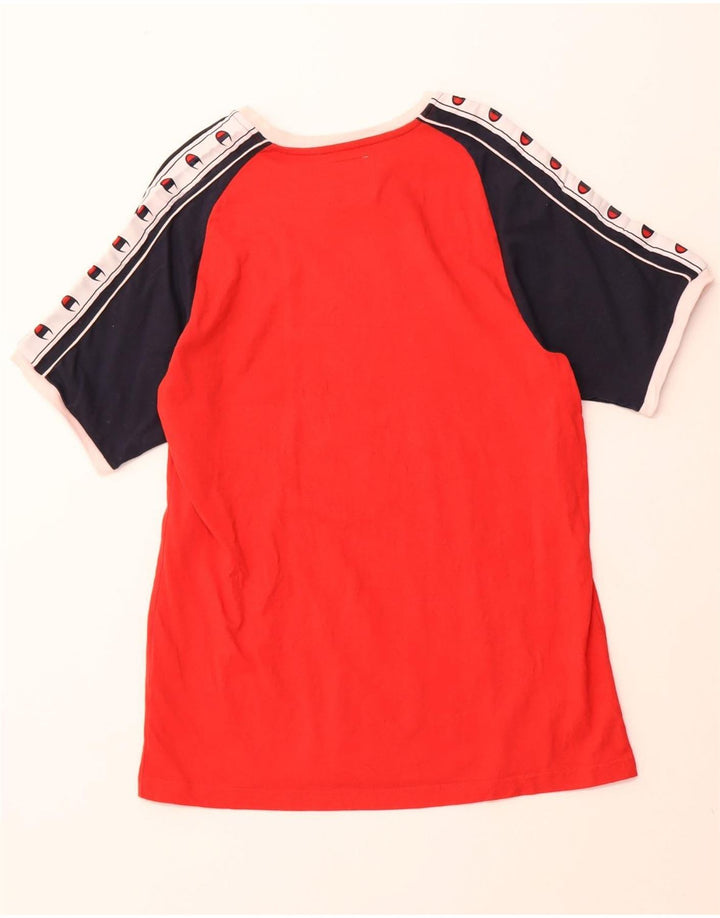 CHAMPION Herre Grafisk T-Shirt Top 2XL Rød Colourblock Bomuld