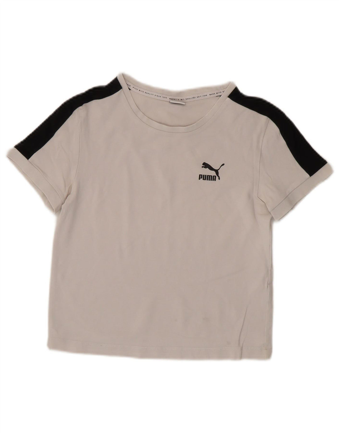 PUMA Crop T-shirt top til kvinder DK 10 Small White Colourblock