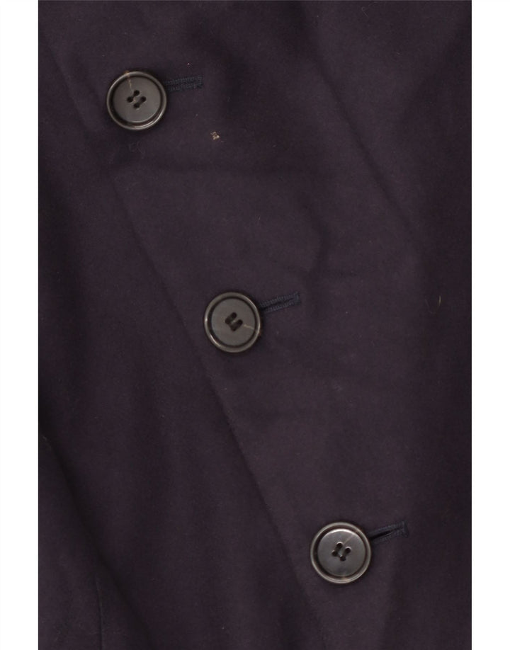 French Connection Herre Trench Coat UK 38 Medium Navy Blue Virgin Wool