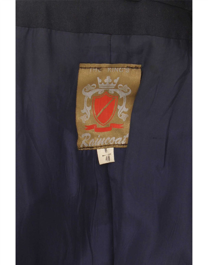 Vintage Dame Dobbeltradet Regnfrakke IT 46 Large Navy Blue