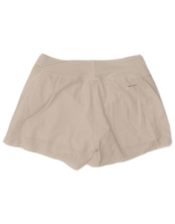 Nike Dame Dri Fit Sports Shorts UK 10 Small White