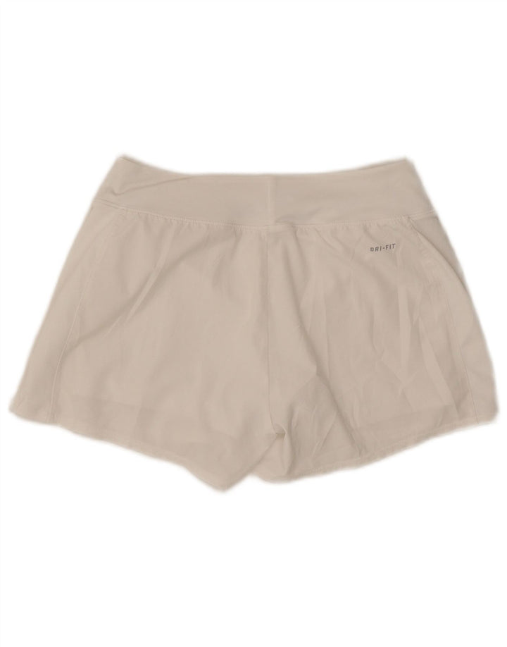 Nike Dame Dri Fit Sports Shorts UK 10 Small White