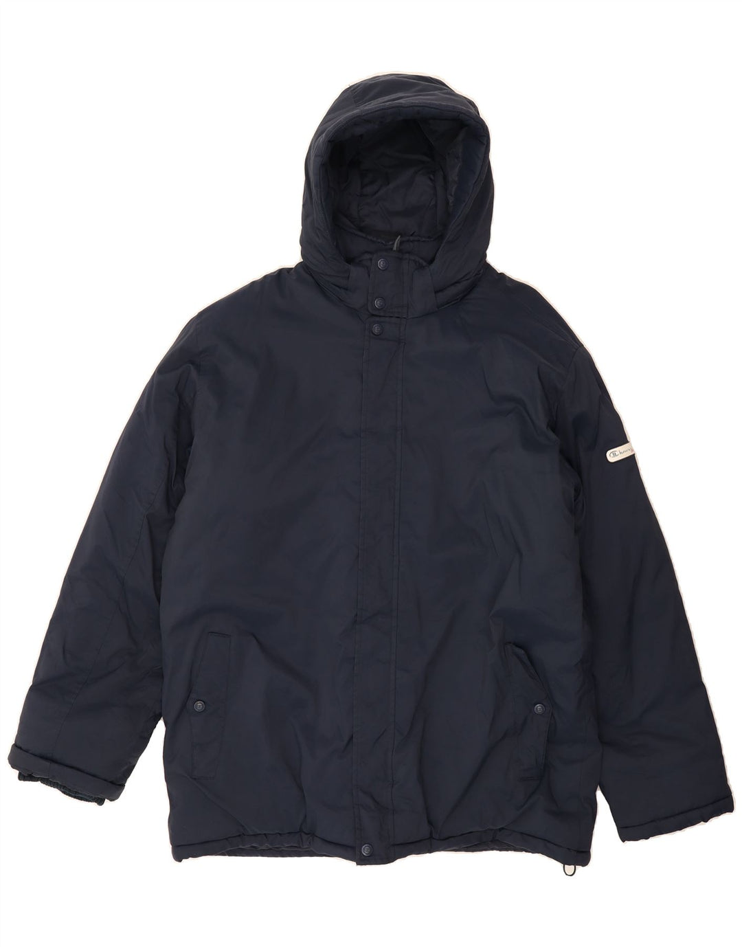 CHAMPION Mens Hooded Windbreaker Jacket UK 44 2XL Navy Blue Polyamide Vintage Champion and Second-Hand Champion from Messina Hembry 