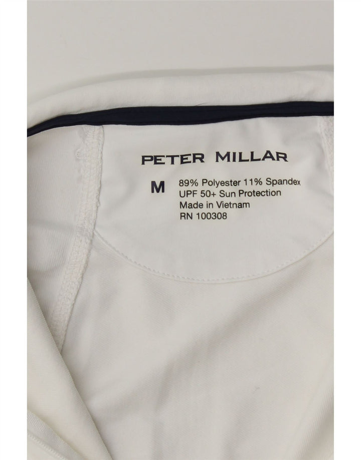 Peter Millar Womens Zip Neck Pullover Træningsdragt Top Medium White Polyester