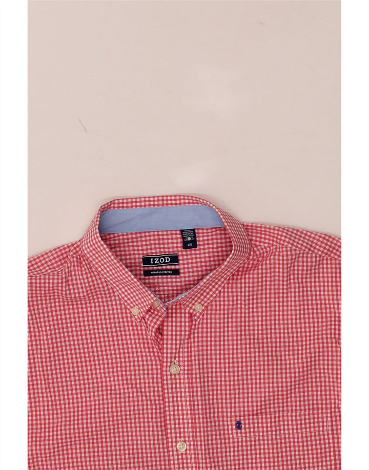 IZOD Mens Shirt Large Red Gingham Cotton Vintage Izod and Second-Hand Izod from Messina Hembry 