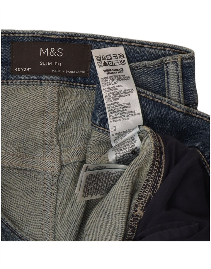 Marks & Spencer Herre Slim Jeans W40 L29 Blå Bomuld