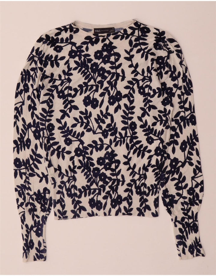 MARKS & SPENCER Womens Boat Neck Jumper Sweater UK 10 Small Navy Blue