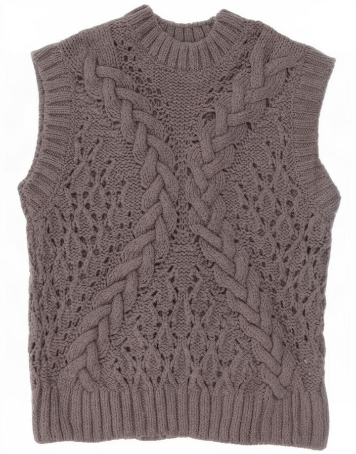 Zara Dame Vest Tank Top UK 10 Lille Grå Akryl