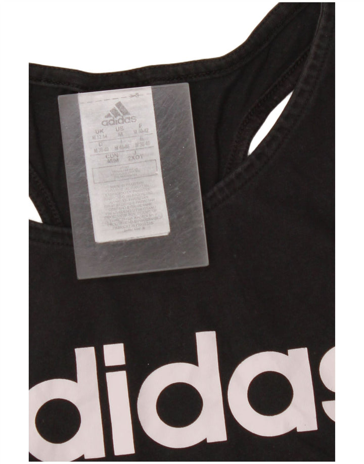 ADIDAS grafisk vest top til kvinder 12/14 medium sort bomuld