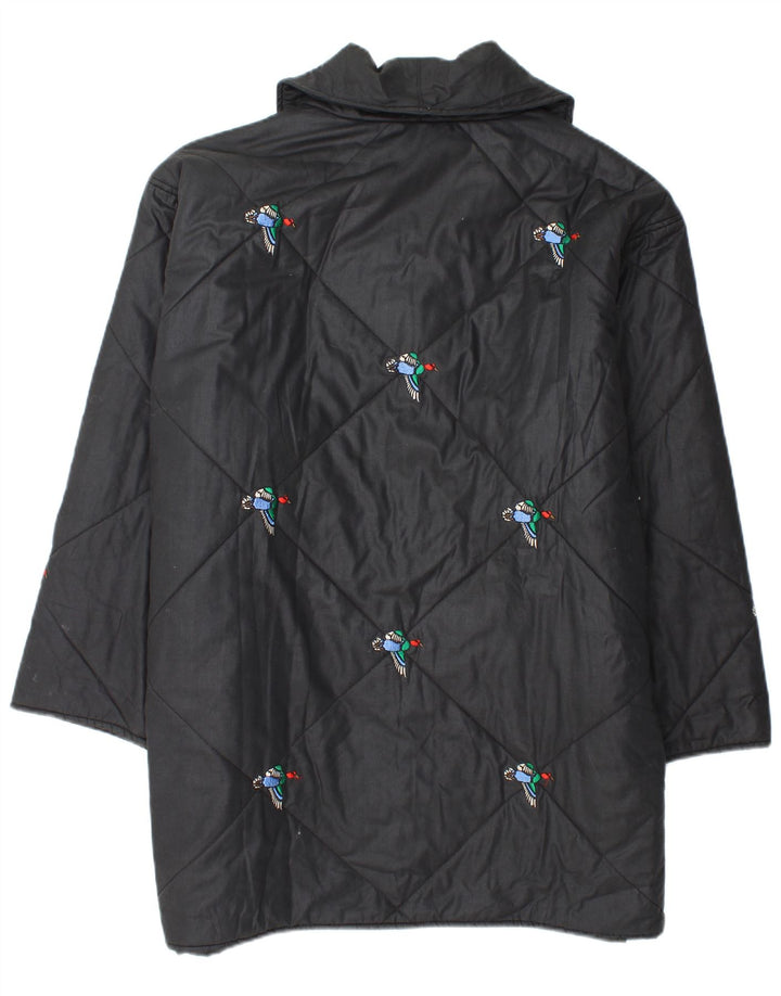 VINTAGE Dame Loose Fit Windbreaker Coat UK 20 2XL Sort Animal Print