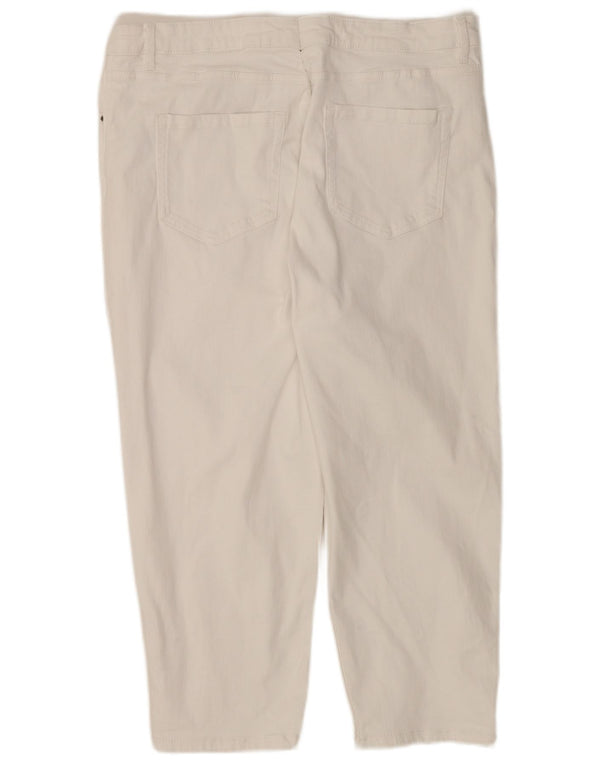 Marks & Spencer Dame Capri Jeans UK 22 3XL W42 L22 Hvid Bomuld