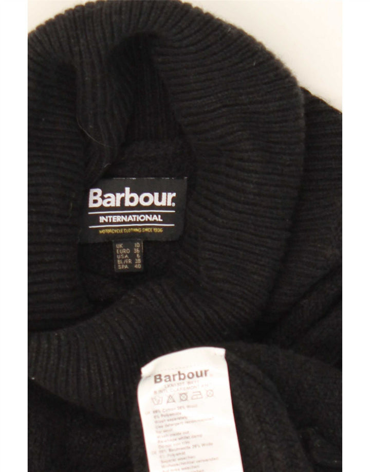 Barbour Dame Oversized Roll Neck Jumper Sweater UK 10 Small Black Bomuld
