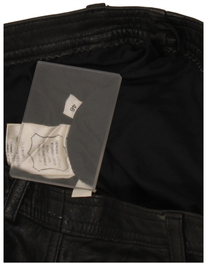 VINTAGE Højtaljede bukser til kvinder IT 46 Large W28 L32 sort læder