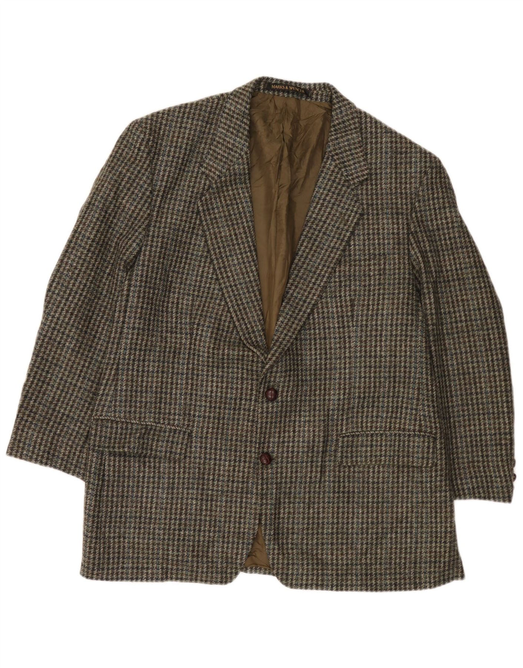 Marks & Spencer Herre St. Michael Blazer Jacket UK 44 XL Grøn Houndstooth