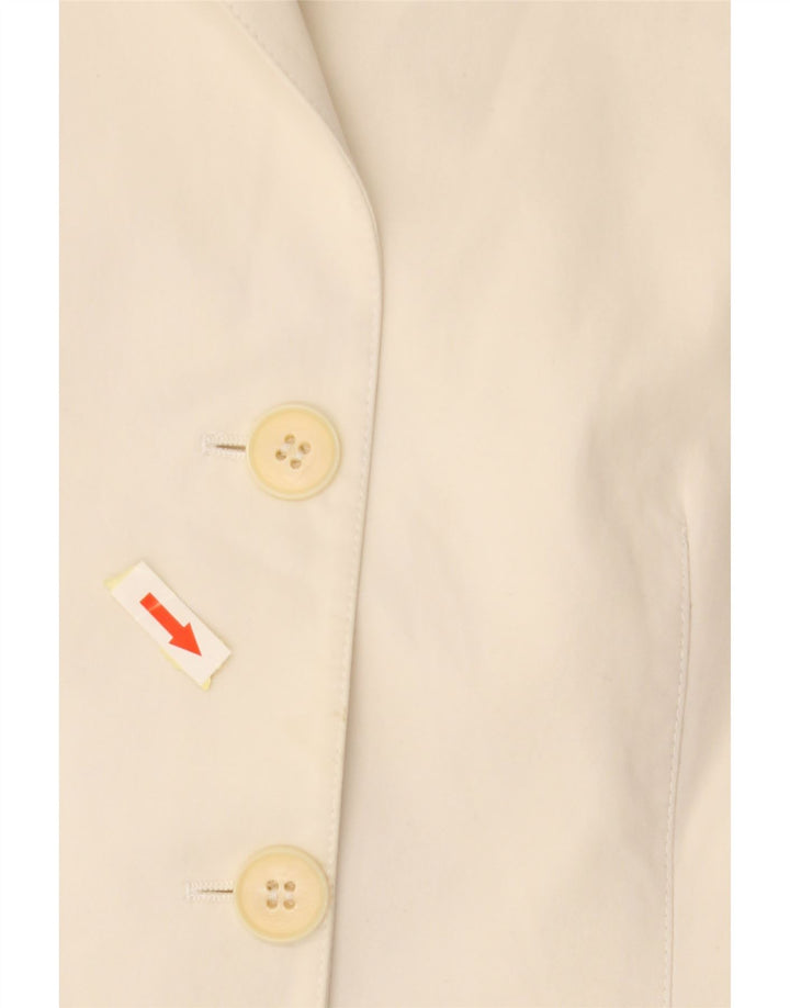 EMPORIO ARMANI Dame 3-knaps blazerjakke IT 44 Medium Off White Bomuld