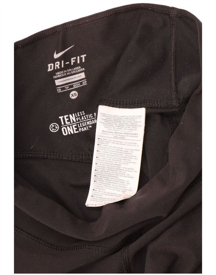 Nike Dame Dri Fit Capri Leggings UK 6 XS Sort Polyester